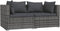 vidaXL - Tweezitsbank - met - kussens - poly - rattan - grijs