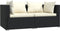 vidaXL - Tweezitsbank - met - kussens - poly - rattan - zwart