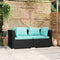 vidaXL - Tweezitsbank - met - kussens - poly - rattan - zwart