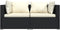 vidaXL - Tweezitsbank - met - kussens - poly - rattan - zwart