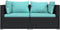 vidaXL - Tweezitsbank - met - kussens - poly - rattan - zwart