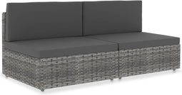vidaXL - Tweezitsbank - sectioneel - poly - rattan - grijs