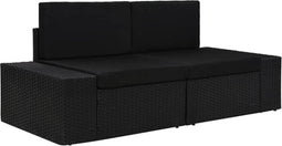 vidaXL - Tweezitsbank - sectioneel - poly - rattan - zwart