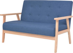 vidaXL - Tweezitsbank - stof - blauw