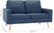 vidaXL - Tweezitsbank - stof - blauw