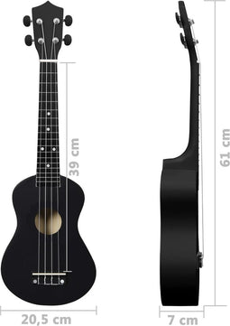 vidaXL - Ukuleleset - met - tas - voor - kinderen - sopraan - 23'' - zwart