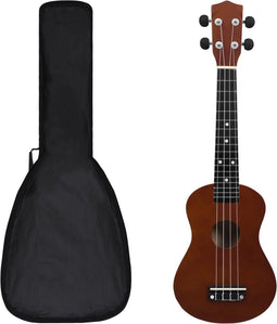 vidaXL - Ukuleleset - met - tas - voor - kinderen - sopraan - 23'' - donkerhoutkleurig