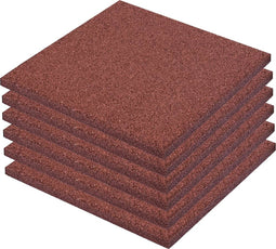 vidaXL - Valtegel - 6 - st - 50x50x3 - cm - rubber - rood