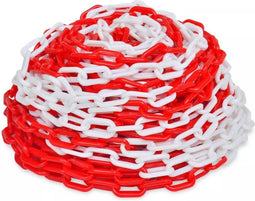 vidaXL - Veiligheidsketting - 30 - m - kunststof - rood - en - wit