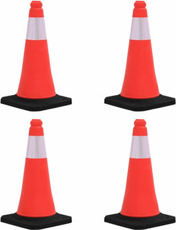 vidaXL - Verkeerskegels - met - zware - basis - 4 - st - reflecterend - 50 - cm