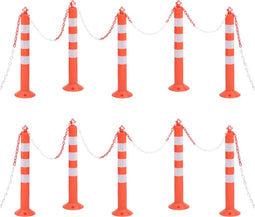 vidaXL - Verkeerspalen - met - ketting - 10 - st - 75 - cm - PE