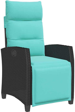 vidaXL - Verstelbare - tuinstoel - met - bijzettafel - poly - rattan - zwart