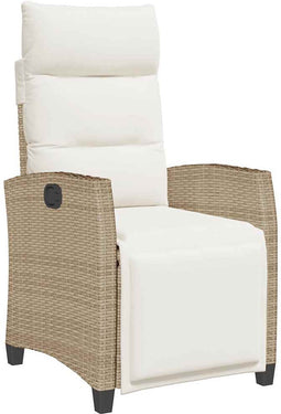 vidaXL - Verstelbare - tuinstoel - met - bijzettafel - poly - rattan - beige