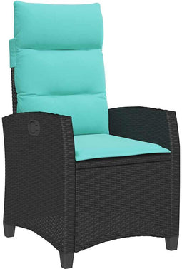 vidaXL - Verstelbare - tuinstoel - met - bijzettafel - poly - rattan - zwart