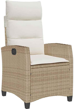 vidaXL - Verstelbare - tuinstoel - met - bijzettafel - poly - rattan - beige