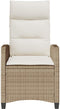 vidaXL - Verstelbare - tuinstoel - met - bijzettafel - poly - rattan - beige
