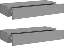 vidaXL - viaXL - Wandschappen - 2 - st - met - lade - 60x23,5x10 - cm - MDF - grijs