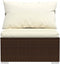 vidaXL - Vierzitsbank - met - kussens - poly - rattan - bruin