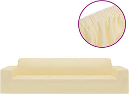 vidaXL - Vierzitsbankhoes - stretch - polyester - jersey - crèmekleurig