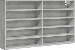 vidaXL - Vitrinekast - 100x15x58 - cm - bewerkt - hout - betongrijs