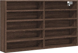 vidaXL - Vitrinekast - 100x15x58 - cm - bewerkt - hout - bruin - eikenkleurig