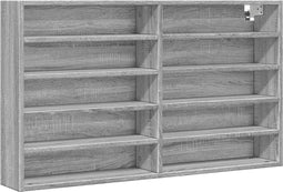 vidaXL - Vitrinekast - 100x15x58 - cm - bewerkt - hout - grijs - sonoma - eikenkleurig