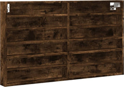 vidaXL - Vitrinekast - 100x8,5x58 - cm - bewerkt - hout - gerookt - eikenkleurig
