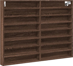 vidaXL - Vitrinekast - 100x8,5x75 - cm - bewerkt - hout - bruin - eikenkleur