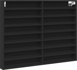 vidaXL - Vitrinekast - 100x8,5x75 - cm - bewerkt - hout - zwart