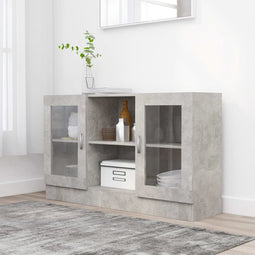 vidaXL - Vitrinekast - 120x30,5x70 - cm - bewerkt - hout - betongrijs