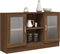 vidaXL - Vitrinekast - 120x30,5x70 - cm - bewerkt - hout - bruin - eikenkleur