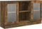 vidaXL - Vitrinekast - 120x30,5x70 - cm - bewerkt - hout - gerookt - eikenkleurig