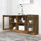 vidaXL - Vitrinekast - 120x30,5x70 - cm - bewerkt - hout - gerookt - eikenkleurig