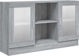 vidaXL - Vitrinekast - 120x30,5x70 - cm - bewerkt - hout - grijs - sonoma - eiken