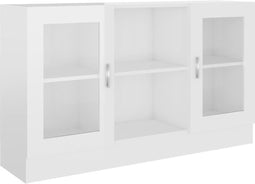 vidaXL - Vitrinekast - 120x30,5x70 - cm - bewerkt - hout - hoogglans - wit