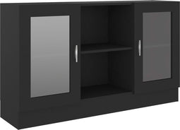 vidaXL - Vitrinekast - 120x30,5x70 - cm - bewerkt - hout - zwart