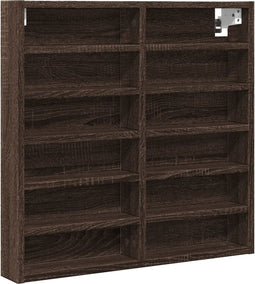 vidaXL - Vitrinekast - 60x8,5x58 - cm - bewerkt - hout - bruin - eikenkleurig
