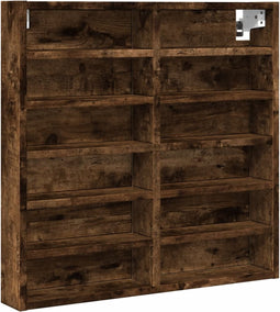 vidaXL - Vitrinekast - 60x8,5x58 - cm - bewerkt - hout - gerookt - eikenkleurig