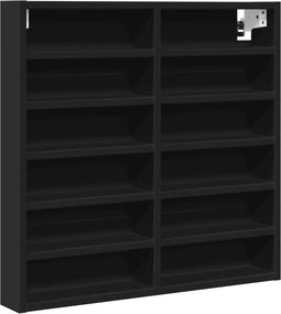vidaXL - Vitrinekast - 60x8,5x58 - cm - bewerkt - hout - zwart