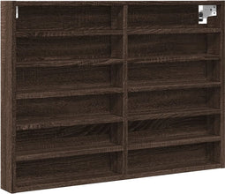 vidaXL - Vitrinekast - 80x8,5x58 - cm - bewerkt - hout - bruin - eikenkleurig