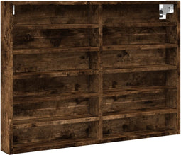 vidaXL - Vitrinekast - 80x8,5x58 - cm - bewerkt - hout - gerookt - eikenkleurig