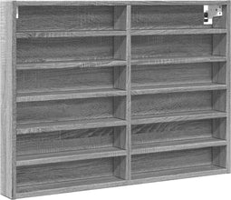 vidaXL - Vitrinekast - 80x8,5x58 - cm - bewerkt - hout - grijs - sonoma - eikenkleur