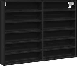 vidaXL - Vitrinekast - 80x8,5x58 - cm - bewerkt - hout - zwart