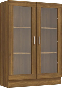 vidaXL - Vitrinekast - 82,5x30,5x115 - cm - bewerkt - hout - bruin - eikenkleur