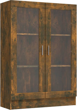 vidaXL - Vitrinekast - 82,5x30,5x115 - cm - bewerkt - hout - gerookt - eikenkleurig