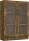 vidaXL - Vitrinekast - 82,5x30,5x115 - cm - bewerkt - hout - gerookt - eikenkleurig
