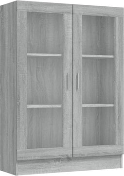 vidaXL - Vitrinekast - 82,5x30,5x115 - cm - bewerkt - hout - grijs - sonoma - eiken