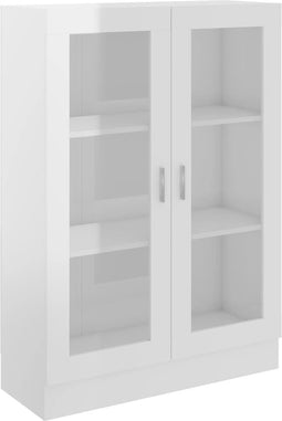 vidaXL - Vitrinekast - 82,5x30,5x115 - cm - bewerkt - hout - hoogglans - wit
