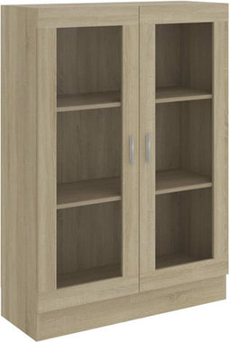 vidaXL - Vitrinekast - 82,5x30,5x115 - cm - bewerkt - hout - sonoma - eikenkleurig