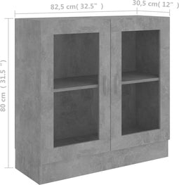vidaXL - Vitrinekast - 82,5x30,5x80 - cm - bewerkt - hout - betongrijs
